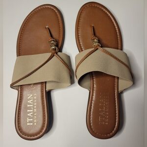 Italian Shoemakers Tan and Cream Sandals